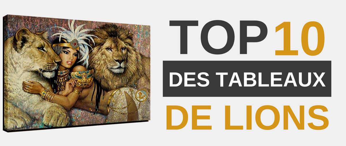 ▷ Superbe toile avec un lion et une lionne en noir et blanc