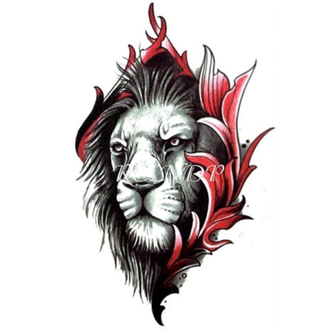 Tatouage Éphémère Lion Flamme