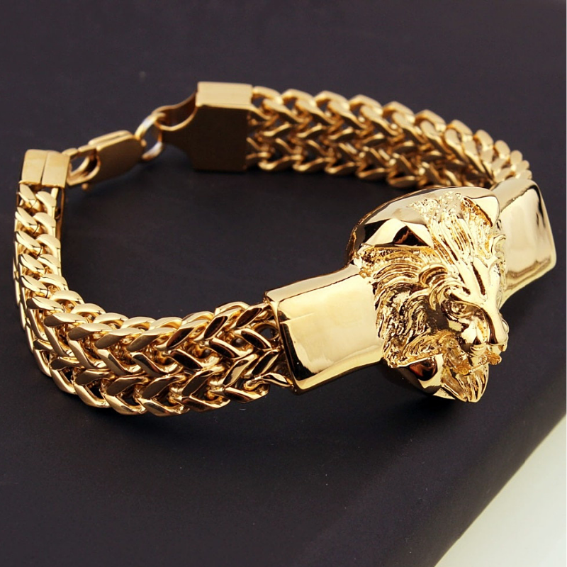 Bracelet Femme Tête De Lion - Métal Doré - Mode Chaîne Charme - Breloque Confortable