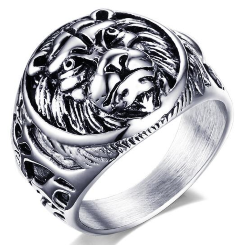 Bague Homme Argent Chevalière Tête de Lion Lion Royaume