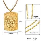 Collier or avec tete de lion.
