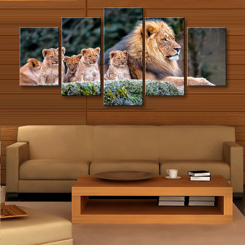 Tableau Lion en couleur.