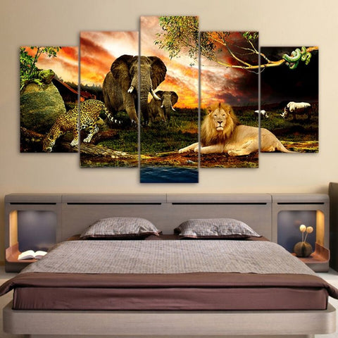 Tableau Lion Animaux toile en couleur