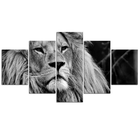 Tableau Lion Noir et Blanc Portrait photo nature