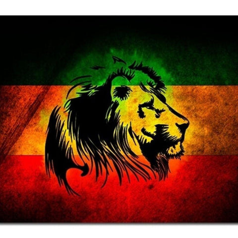 Drapeau lion rasta jaune rouge et vert.