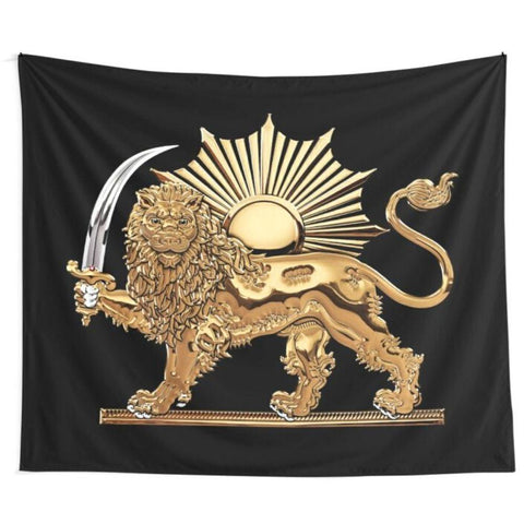 Drapeau lion noir et or.