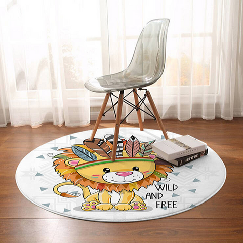 Tapis lion rond enfant.