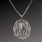 Collier lion pour homme et femme en argent.