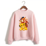 Pull femme le roi lion rose.