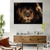 Peinture tête de lion en canva.