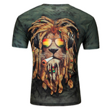 Tête de lion rasta sur tee-shirt.