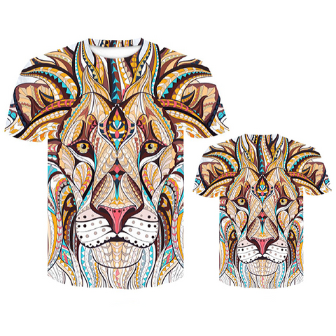 T-shirt lion mandalas.