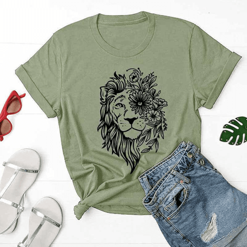 T-Shirt Lion Mixte Vert