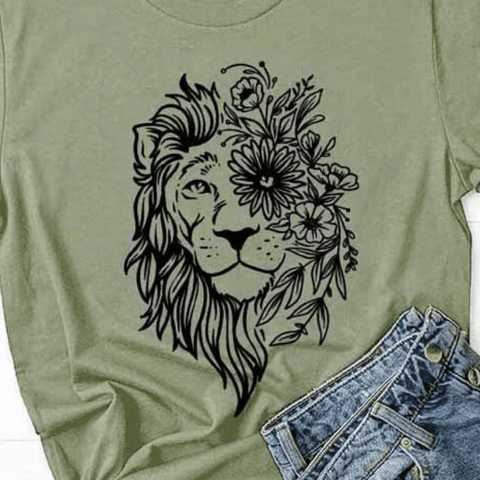 t shirt lion vert