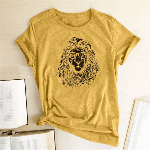 T-Shirt Lion Coton Jaune