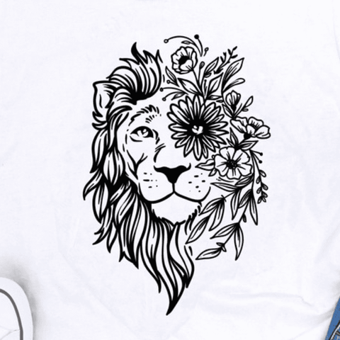 t shirt lion blanc deisgn