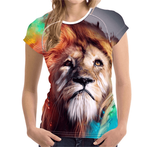 T-Shirt Lion Femme Couleur
