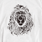 t shirt lion blanc tete noir