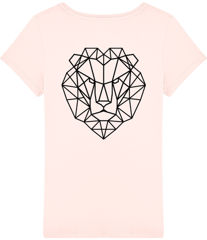 Tête de lion noire sur t-shirt femme.