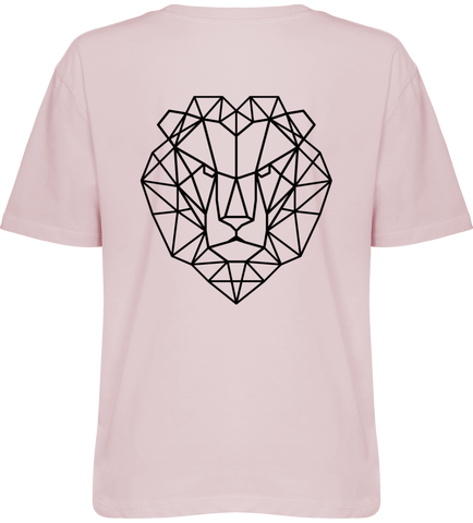 T-shirt rose tête de lion noire.
