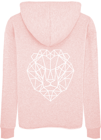 Sweat capuche femme rose et tête de lion.