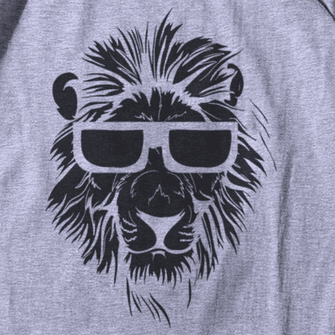 t shirt lion lunette gris
