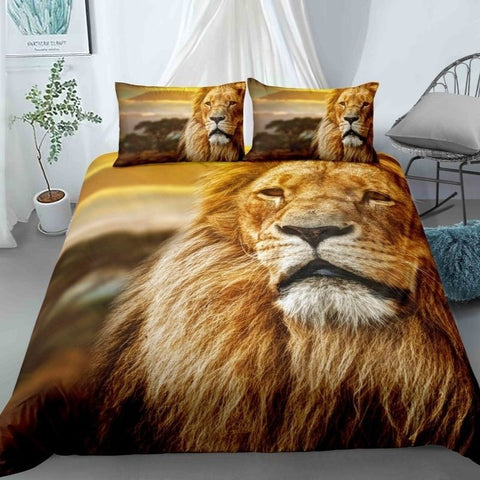 parure de lit lion couché de soleil