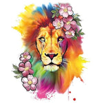 Tatouage Éphémère Lion Fleur