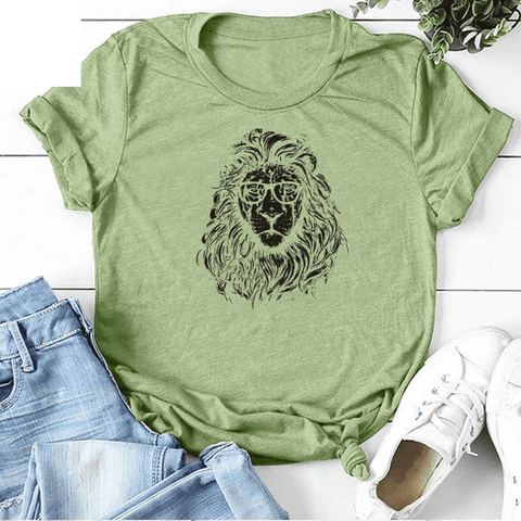 T-Shirt Lion Coton Vert