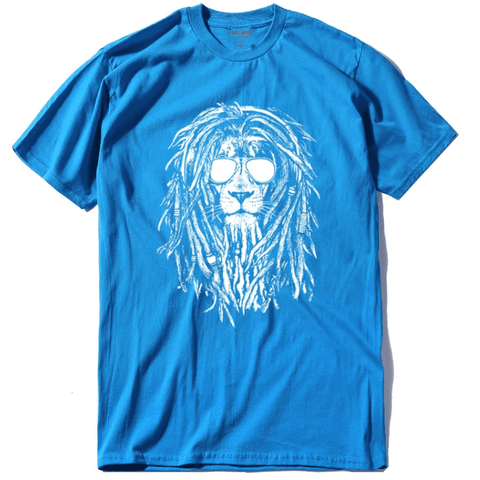 T-Shirt Lion Bob Marley Bleu