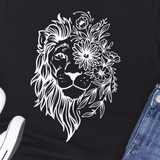t shirt lion noir te blanc