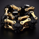 bracelet coeur de lion noir et métal doré