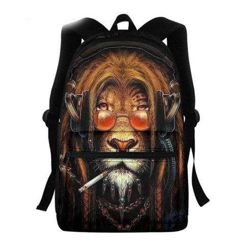 Grand sac à dos lion vieux rasta