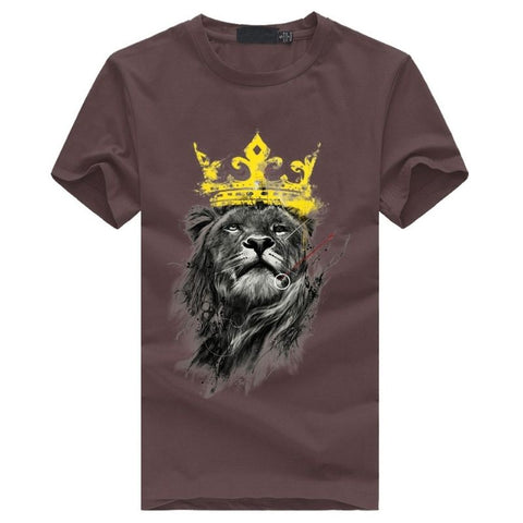 T-Shirt Lion Couronne Marron