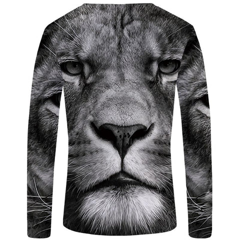 T-Shirt Lion Hiver Noir Et Blanc Dos