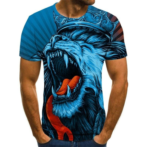 T-Shirt Lion Roi Bleu