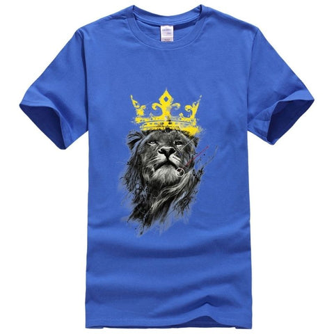 T-Shirt Lion Couronne Bleu