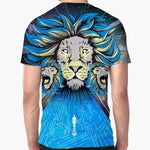 T-Shirt Lion Crinière Bleue
