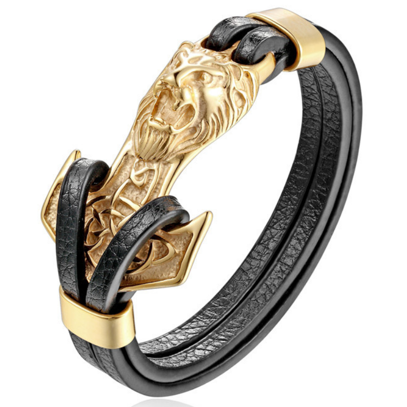 Bracelet homme en cuir plat tressé chocolat et cordons de cuir rond