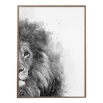 Cadre lion noir et blanc demi portrait.
