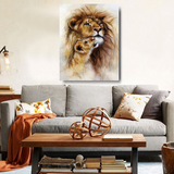 Tableau lion et lionceau en couleurs.