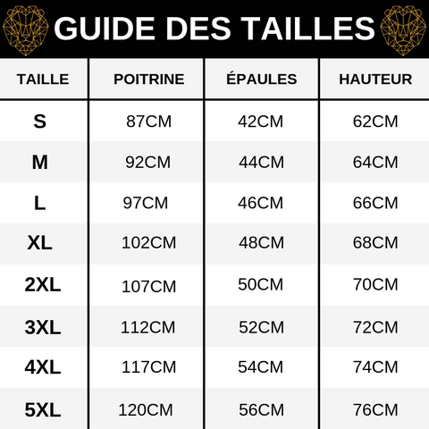 Guide des tailles T-Shirt Lion Hiver Orageux