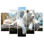 Tableau avec lion blanc en couleurs.