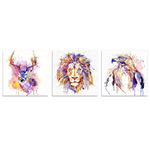 Toiles avec lion peinture en couleurs.