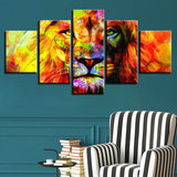 Tableau lion multicolore.