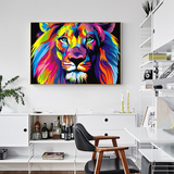 Grand tableau avec tête de lion décoration.
