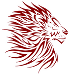 Sticker lion rouge.