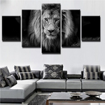 Grand tableau pour salon lion en noir et blanc.