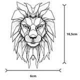 Tatouage lion géométrique.