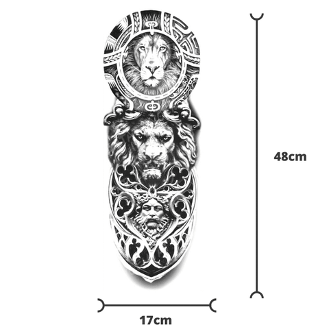 Tatouage lion effet bouclier.
